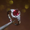 Women's Classic Elegant Red Gemstone Ring Copper With Geometric Micropaved Zircon