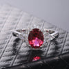 Women's Classic Elegant Red Gemstone Ring Copper With Geometric Micropaved Zircon