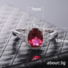 Women's Classic Elegant Red Gemstone Ring Copper With Geometric Micropaved Zircon