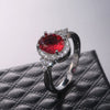 Women's Classic Elegant Red Gemstone Ring Copper With Geometric Micropaved Zircon