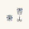 Women's Classic Fourclaw Moissanite Earrings In S925 Sterling Silver With Geometric Design And Electroplating