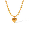 Women's Classic Heart Titanium Steel And Stainless Steel Necklace With Geometric Styling And Electroplating Ball Chain