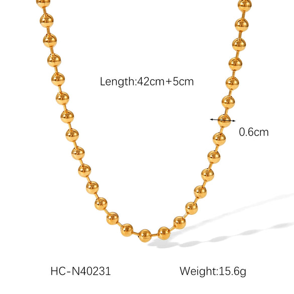Women's Classic Heart Titanium Steel And Stainless Steel Necklace With Geometric Styling And Electroplating Ball Chain