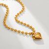 Women's Classic Heart Titanium Steel And Stainless Steel Necklace With Geometric Styling And Electroplating Ball Chain