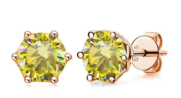 Women's Classic Moissanite Earrings In Sterling Silver With Round Shape