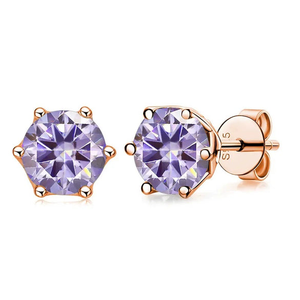 Women's Classic Moissanite Earrings In Sterling Silver With Round Shape