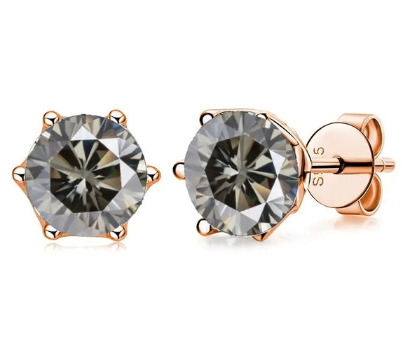 Women's Classic Moissanite Earrings In Sterling Silver With Round Shape