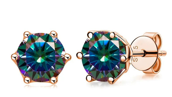 Women's Classic Moissanite Earrings In Sterling Silver With Round Shape