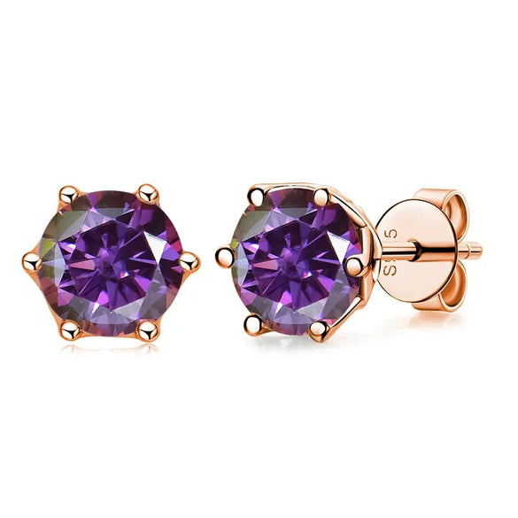 Women's Classic Moissanite Earrings In Sterling Silver With Round Shape