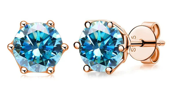 Women's Classic Moissanite Earrings In Sterling Silver With Round Shape