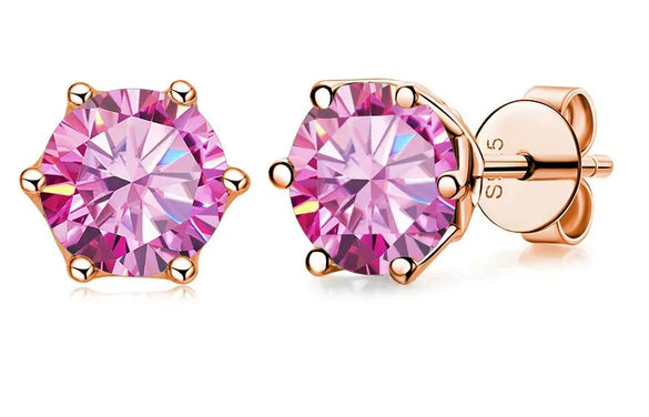 Women's Classic Moissanite Earrings In Sterling Silver With Round Shape