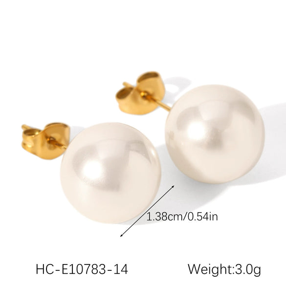 Women's Classic Pearl Earrings Stainless Steel Geometric Electroplated Highend Jewelry