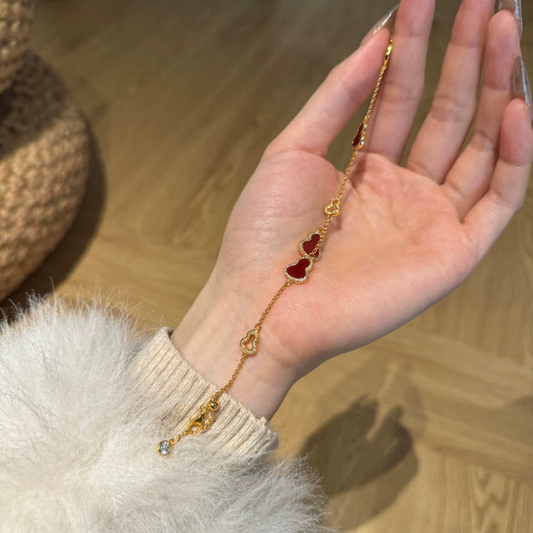 Women's Classic Retro 925 Sterling Silver Gourd Shaped Pendant Bracelet With Fritillaria Agate And Zircon Electroplated Design