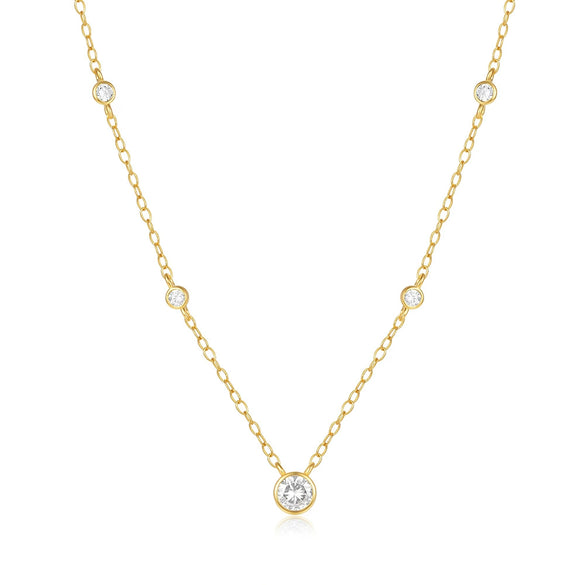 Women's Classic S925 Sterling Silver Diamondencrusted Round Ochain Necklace With Electroplating Treatment