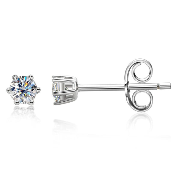 Women's Classic Sixclaw Geometric Moissanite S225 Sterling Silver Plated 18K Gold Earrings