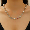 Women's Clavicle Chain Jewelry Stacked With Pearl Flower Inlaid Zircon And Colored Gemstone Zinc Alloy Geometric Style