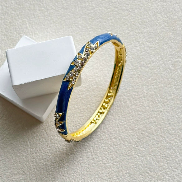 Women's Cloisonné Enamel Bracelet With Filigree Openwork And Round Enamel Retro Design