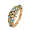 Women's Cloisonne Alloy Jewelry Set With Elegant Flowers And Oval Dial Retro Style Watch