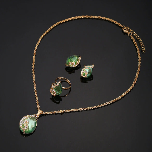 Women's Cloisonne Alloy Jewelry Set With Elegant Flowers And Oval Dial Retro Style Watch