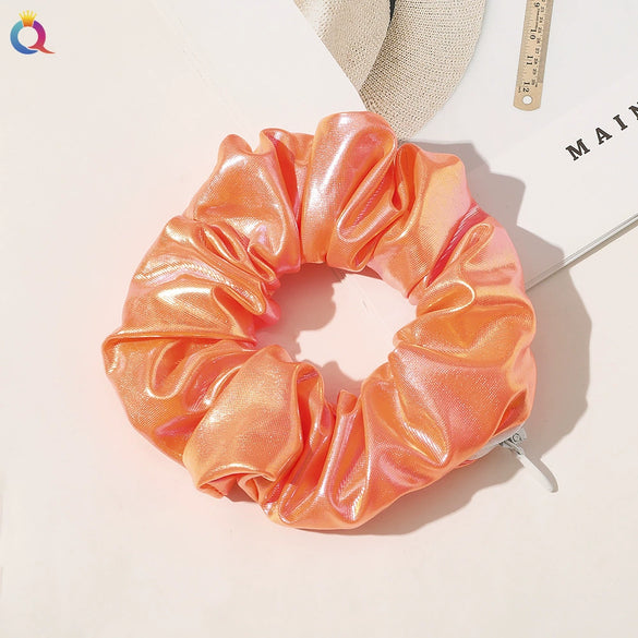 Women's Cloth And Pu Handmade Zipper Large Intestine Hair Ring Hair Accessories