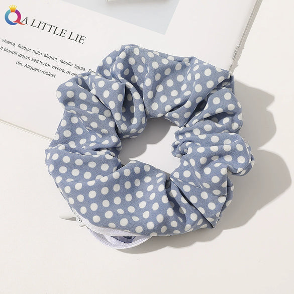 Women's Cloth And Pu Handmade Zipper Large Intestine Hair Ring Hair Accessories