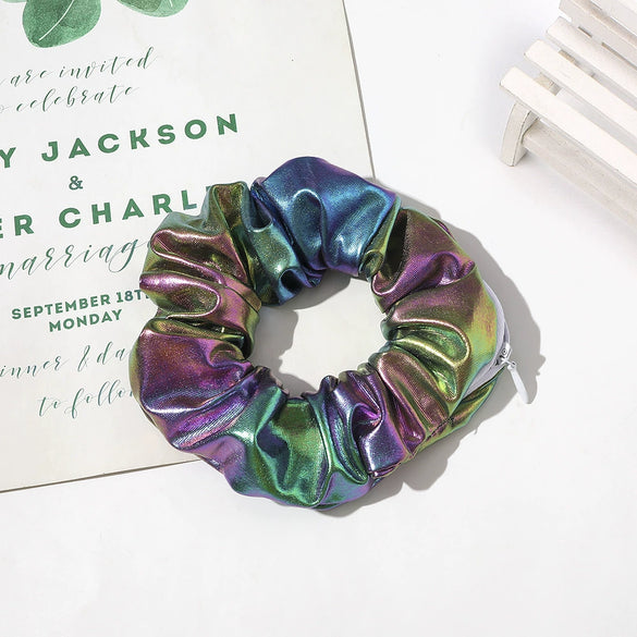Women's Cloth And Pu Handmade Zipper Large Intestine Hair Ring Hair Accessories