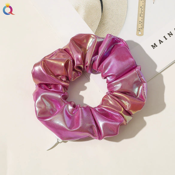 Women's Cloth And Pu Handmade Zipper Large Intestine Hair Ring Hair Accessories