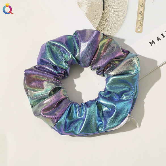 Women's Cloth And Pu Handmade Zipper Large Intestine Hair Ring Hair Accessories