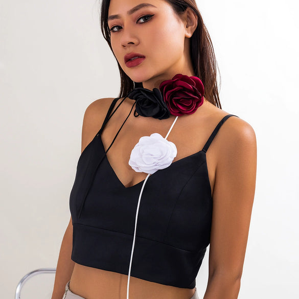 Women's Cloth Flannel Satin Flower Geometric Collar Choker Necklace