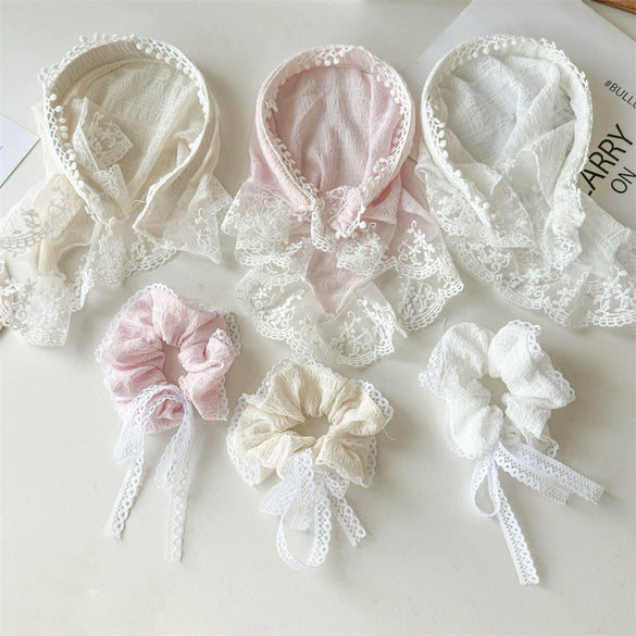 Women's Cloth Geometric Seersucker Lace Triangle Headband Hair Band