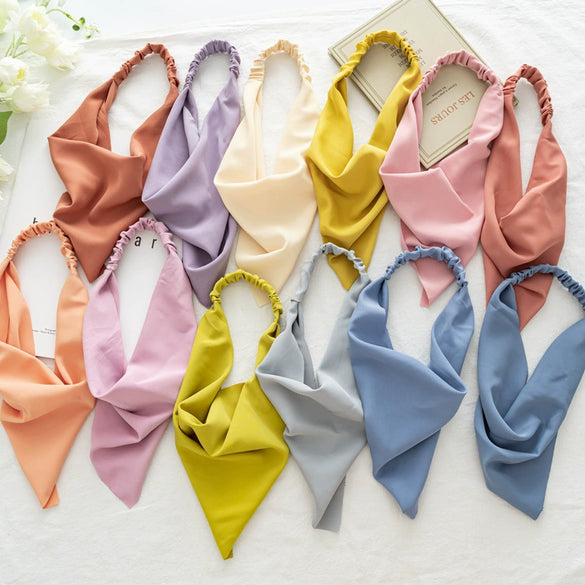 Women's Cloth Geometric Solid Color Elastic Headscarf Hair Band Triangle Hair Accessories