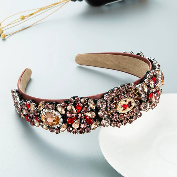 Women's Cloth Hair Hoop Headband With Full Diamond Embellishment Retro Baroque Style Hair Accessory
