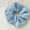 Women's Cloth Handmade Blue And White Striped Scrunchie Hair Accessory For Bun And Ponytail