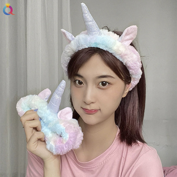 Women's Cloth Handmade Ice Cream Color Changing Unicorn Printing Hair Band