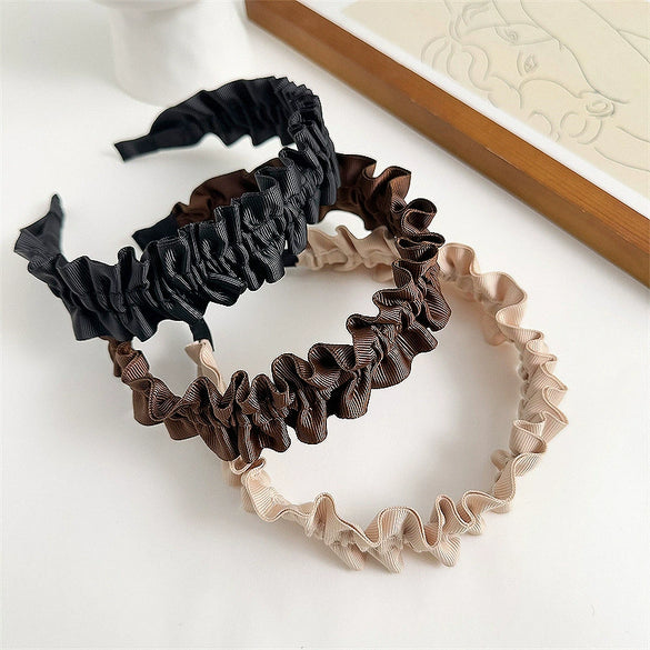 Women's Cloth Handmade Simple Pleated Wave Widebrimmed Hair Hoop Headwear