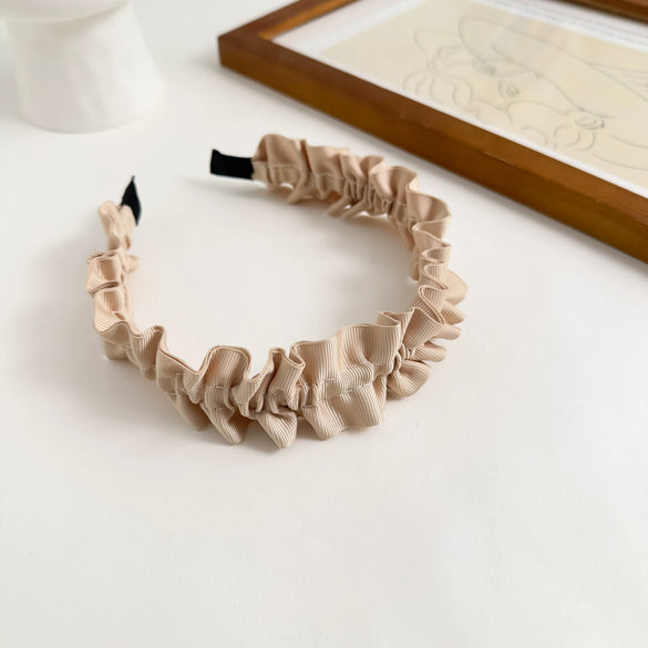 Women's Cloth Handmade Simple Pleated Wave Widebrimmed Hair Hoop Headwear