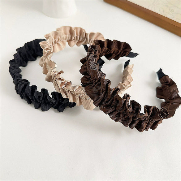 Women's Cloth Handmade Simple Pleated Wave Widebrimmed Hair Hoop Headwear