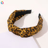 Women's Cloth Handwoven Leopard Print And Plaid Widebrimmed Knotted Headband Headwear