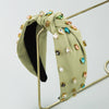 Women's Cloth Headband With Pleated Knot And Diamond Embellishment Fashion Geometric Full Diamond Hair Accessory
