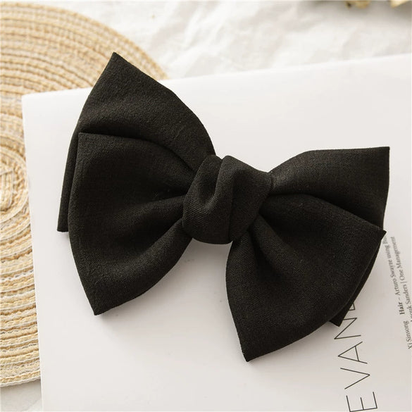 Women's Cloth Minimalist Pure Handmade Knotted Bow Spring Clip Hairpin Headwear Accessories