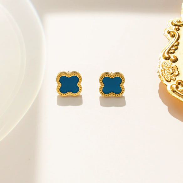 Women's Clover Geometric Titanium Steel Stud Earrings With Electroplating Treatment