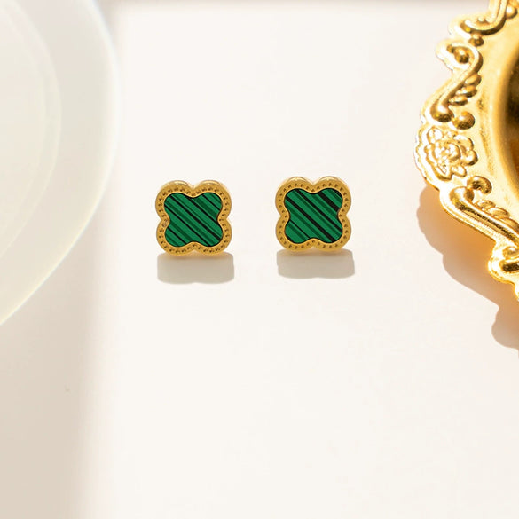 Women's Clover Geometric Titanium Steel Stud Earrings With Electroplating Treatment