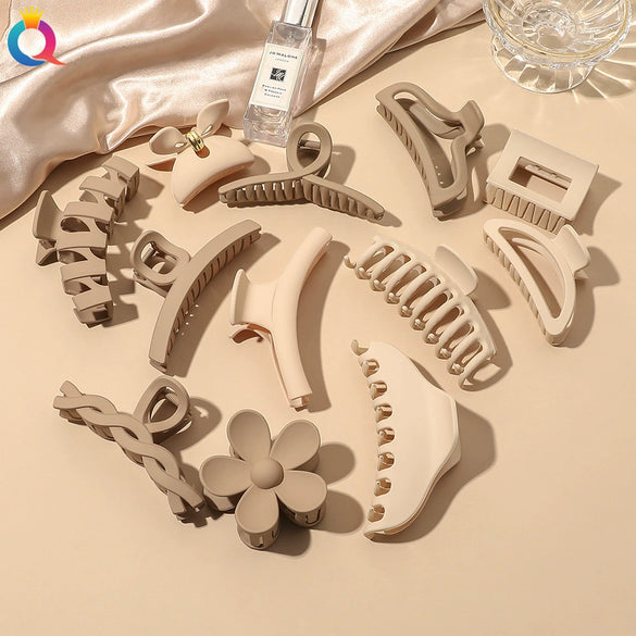Women's Coffee Brown Frosted Shark Hair Clip Handmade Fashion Hair Accessory In Ps Abs And Pc