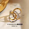 Women's Color Block Stainless Steel Geometric Line Ring With Two Tone Gold And Silver Electroplated Finish