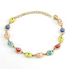 Women's Colorblock Stainless Steel And 316L Stainless Steel Bracelet And Round Eyes Evil Eye Necklace With Dripping Oil Treatment