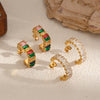 Women's Colored Diamond Stainless Steel Geometric Electroplated Highend Earrings