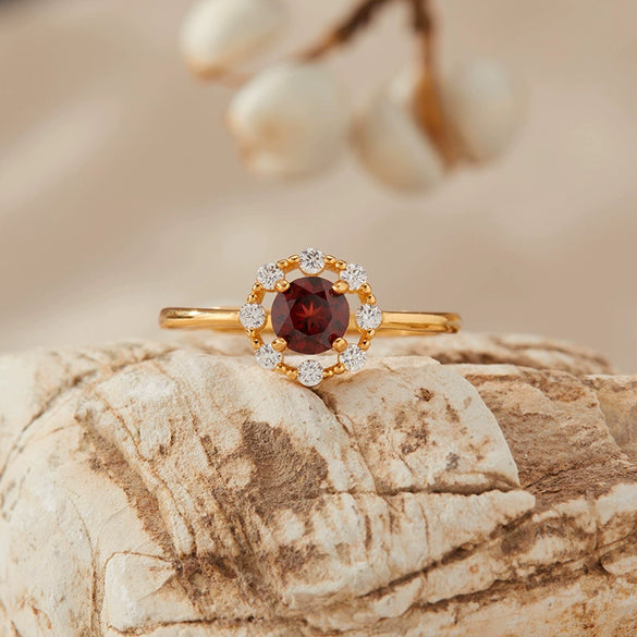 Women's Colored Gemstone Ring Jewelry Set S925 Sterling Silver Geometric Style Set With Gemstones