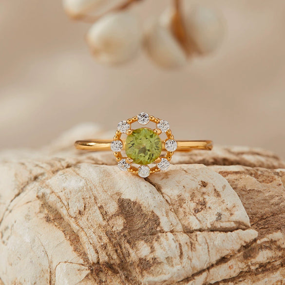 Women's Colored Gemstone Ring Jewelry Set S925 Sterling Silver Geometric Style Set With Gemstones