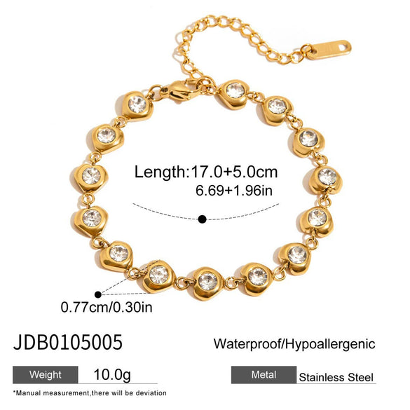 Women's Colored Zircon Stainless Steel Bracelet With Geometric Design And Plated Finish Hypoallergenic Fashion Jewelry