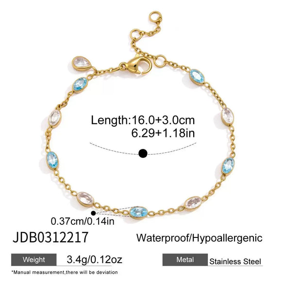 Women's Colored Zircon Stainless Steel Bracelet With Geometric Design And Plated Finish Hypoallergenic Fashion Jewelry